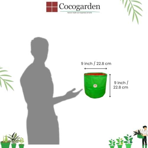 COCOGARDEN HDPE UV Protected Green Round Shaped Grow Bags 12X12 inch (Pack of 5) | Plant Bags for Home Garden | Growing Bags for Terrace Flowers and Vegetables Gardening | Indoor and Balcony Gardening - Image 2