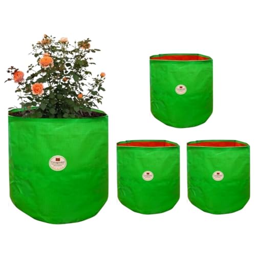 COCOGARDEN HDPE UV Protected Green Round Shaped Grow Bags 12X12 inch (Pack of 5) | Plant Bags for Home Garden | Growing Bags for Terrace Flowers and Vegetables Gardening | Indoor and Balcony Gardening - Image 1