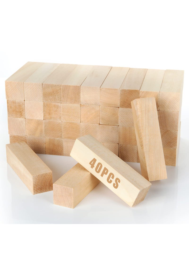 CYEAH CYEAH 40 Pcs Basswood Carving Blocks 4 Inch Wood Blocks for Crafts Basswood for Carving Unfinished Wood Carving Blocks for Beginner or Expert Carvers Whittling 