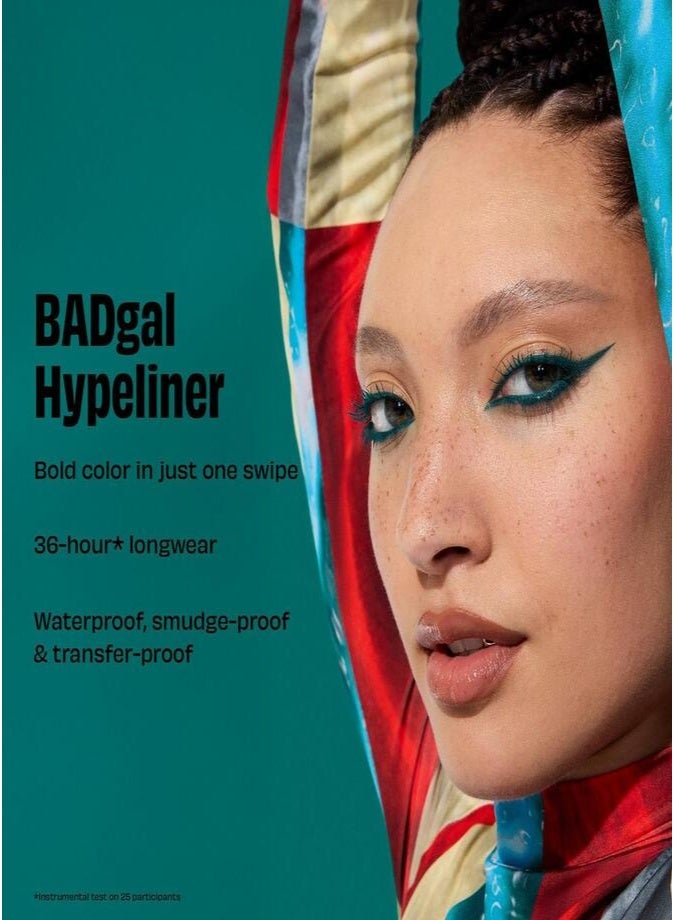 جلوسير قلم تحديد العيون BADgal Hypeliner من Benefit – قلم جل طويل الأمد ومقاوم للماء باللون الأخضر المائل للأزرق (Teal)، لمكياج عيون جريء وثابت لا يتلطخ. - Image 3