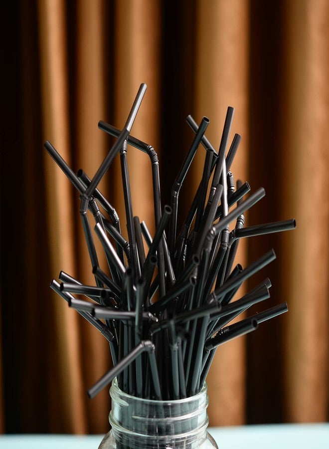 YAOSHENG [200 Pack] Flexible Disposable Black Plastic Straws for drinking 8.2" for birthday party, pool party, summer BBQ, home, office, shop, restaurant, takeout (Black) - Image 3