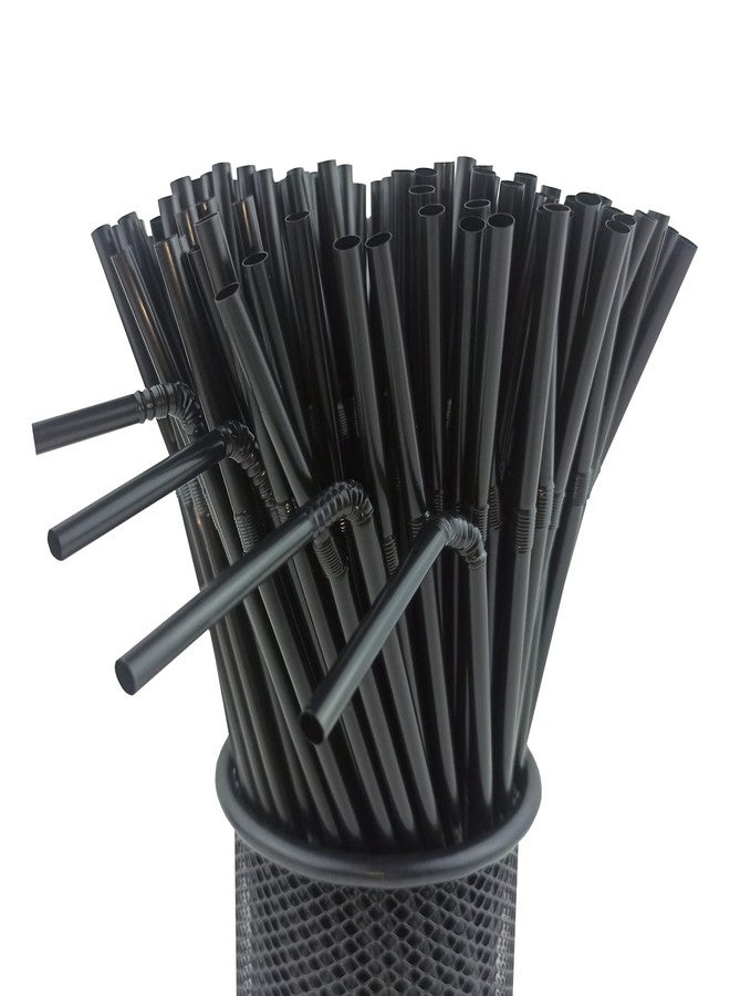YAOSHENG [200 Pack] Flexible Disposable Black Plastic Straws for drinking 8.2" for birthday party, pool party, summer BBQ, home, office, shop, restaurant, takeout (Black) - Image 1