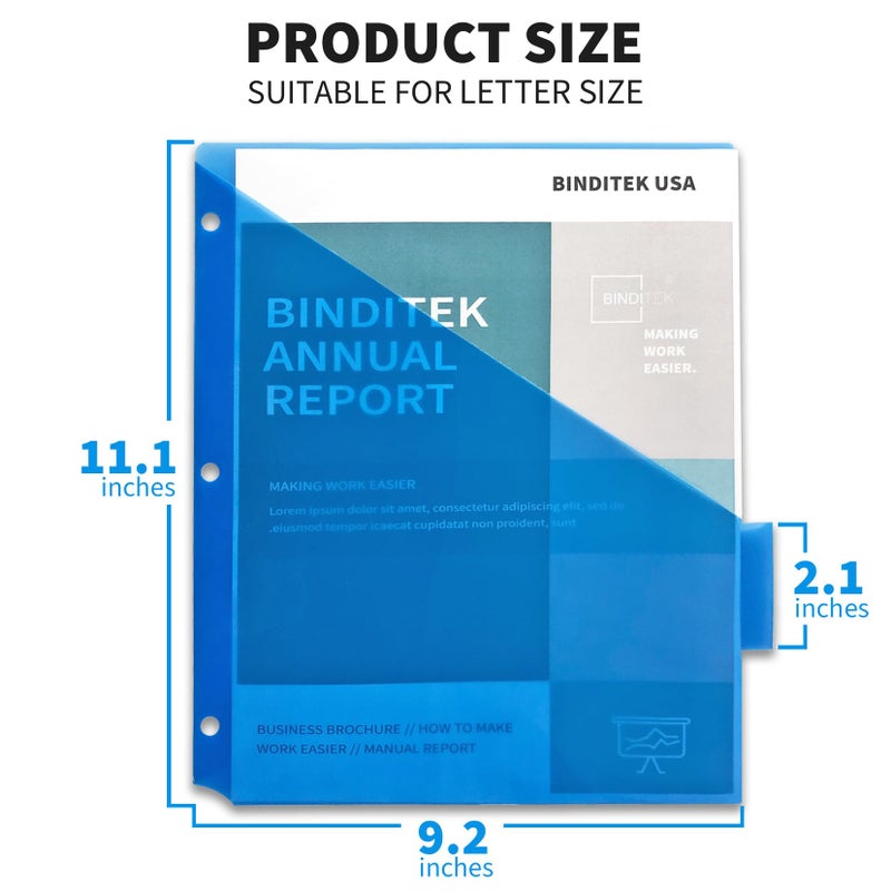Binditek 5-Tab Plastic Binder Dividers with Front Pocket, Insertable Tabs, for 3 Ring Binders, Multicolor, 3 Sets (15 Pack) - Image 2
