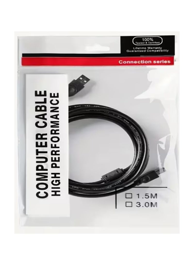 Flat USB2.0 A Male to Mini 5 Pin Male Cable 0.25M Black Model