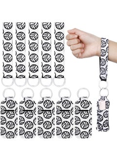 Patelai 20 Pcs Volleyball lipstick Holder Keychains Lanyard Set, Include Lipstick Holder Keychains Volleyball Pattern Sport Theme Portable Lipstick Holder and Wristlet Keychain Lanyard for lipstick(White)  - Image 1
