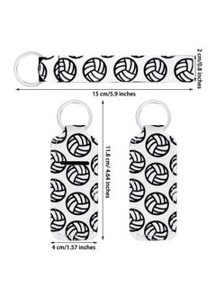 Patelai 20 Pcs Volleyball lipstick Holder Keychains Lanyard Set, Include Lipstick Holder Keychains Volleyball Pattern Sport Theme Portable Lipstick Holder and Wristlet Keychain Lanyard for lipstick(White)  - Image 2