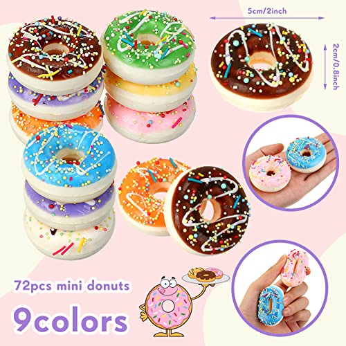 Jerify 72 Pcs Donut Stress Balls Foam Donut Party Favors 197 Inch Fake Donuts Slow Rising Toys Rainbow Stress Relief for Party Decoration Birthday Games Supplies 8 Colors - Image 5