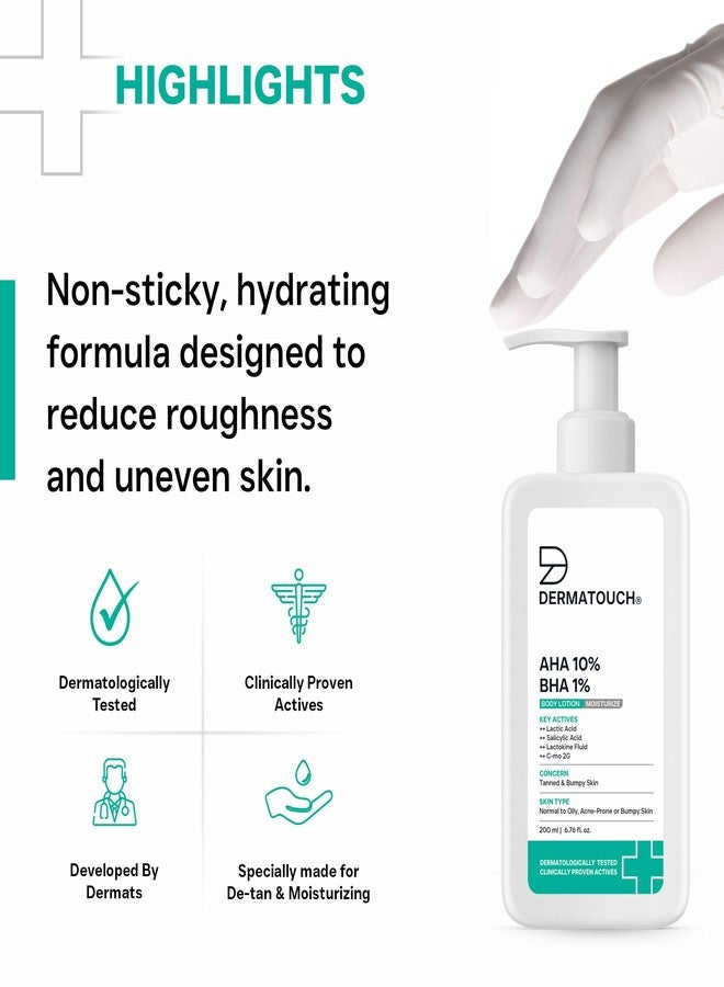DERMATOUCH AHA 10% BHA 1% Body Lotion for Men & Women - Body lotion for dry skin - De-tans, Moisturizing & Bumpy Skin/Suitable for All Skin Types 200 ml - Image 5
