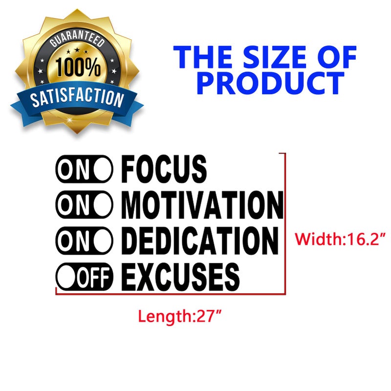 SEATUNE Inspirational Wall Secals Gym Wall Art Quotes Champroom Office Barbershop Salon Salon Shop Shop Home Vinyl Art Stickers on Focus على التفاني على الأعذار 27 "" x16.2 "" - Image 4