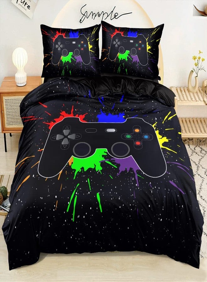 Elnonthy Gaming Duvet Cover Set, Full Size, Boys Gamer Bedding Set, 3 Piece with 2 Pillow Shams - Image 1