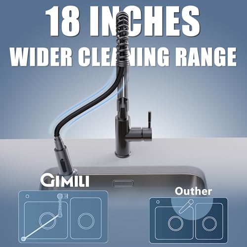 GIMILI Black Stainless Kitchen Faucet with Pull Down Sprayer Single Hole Stainless Steel LED Faucet, Suitable for Farmhouses, RV, Laundry Room, Outdoor, and Campers. Llave para fregadero de cocina - Image 3