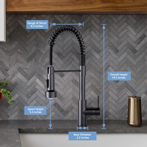GIMILI Black Stainless Kitchen Faucet with Pull Down Sprayer Single Hole Stainless Steel LED Faucet, Suitable for Farmhouses, RV, Laundry Room, Outdoor, and Campers. Llave para fregadero de cocina - Image 2