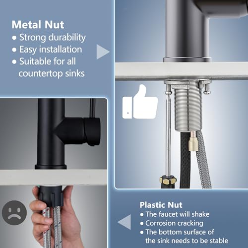 GIMILI Black Stainless Kitchen Faucet with Pull Down Sprayer Single Hole Stainless Steel LED Faucet, Suitable for Farmhouses, RV, Laundry Room, Outdoor, and Campers. Llave para fregadero de cocina - Image 5