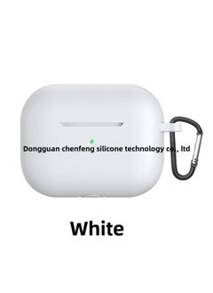 Generic For Airpods Pro Bluetooth Headset Protective Case Apple 3 Generation Earphone Case Thickened Silicone Case Flat Bottom One-Piece-Color:White Earphone Shell Hook Pearlescent Bag Packaging-Applicable  - Image 1