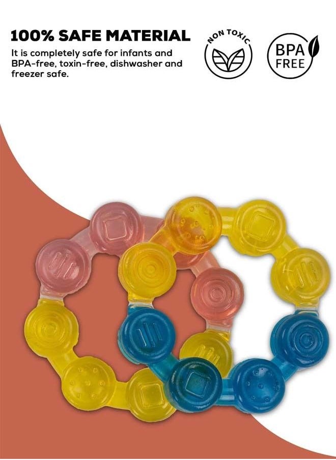 BAYBEE Water Filled Silicone Teether For Baby Bpa Free Food Grade Silicone Teether For Babies To Soothe Their Gums Baby Chewing Toy Teething Toy Baby Teether For 6 To 12 Months Baby Infant Pack 2  - Image 5