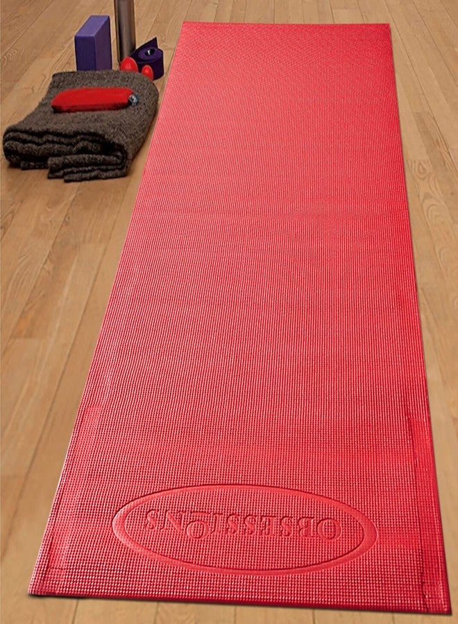 OBSESSIONS Anti-Slip PVC Solid Yoga Mat with Carrying Strap (L)173 X (W)61cm, Red - Image 1