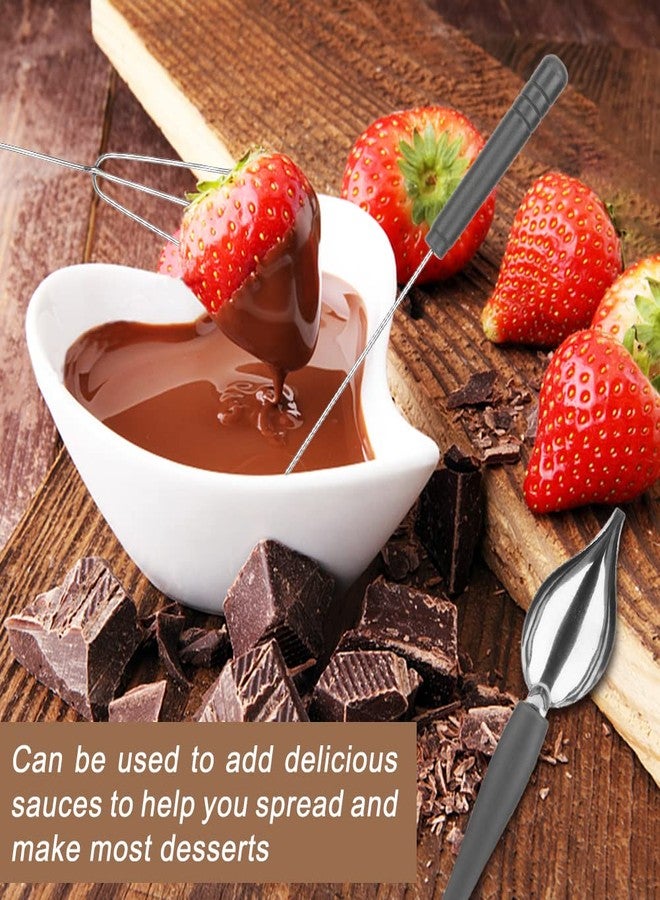 Saycker Chocolate Dipping Tool Set,2Pcs Drawing Decorating Spoon + 3Pcs Candy Dipping Tools,Stainless Steel Art Pencil Spoons Plated Decoration Spoons Set,for Decor Plates Cake Coffee - Image 3