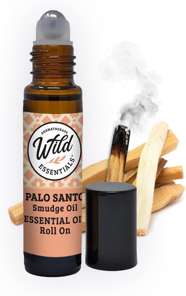 mEssentials Wild Essentials Palo Santo Essential Oil Roll On 10ml Cleansing Purifying Relaxing 100 Pure Premium Grade Essential Oils Organic Jojoba Oil Ready to Use Moisturizer All Natural