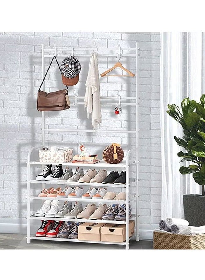 بلومنغ تايم رف داخلي متعدد الوظائف للأحذية والقبعات مكون من 5 طوابق ، رف تخزين ، تخزين كبير السعة ، أبيض - Image 5