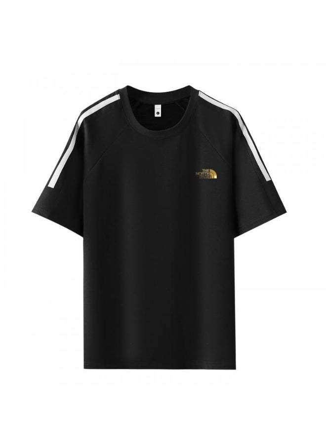 ذا نورث فيس Loose T-shirts with LOGO, 300g double-yarn cotton loose T-shirts for men and women with the same paragraph, and 2 short-sleeved round neck shirts for leisure sports. - Image 1