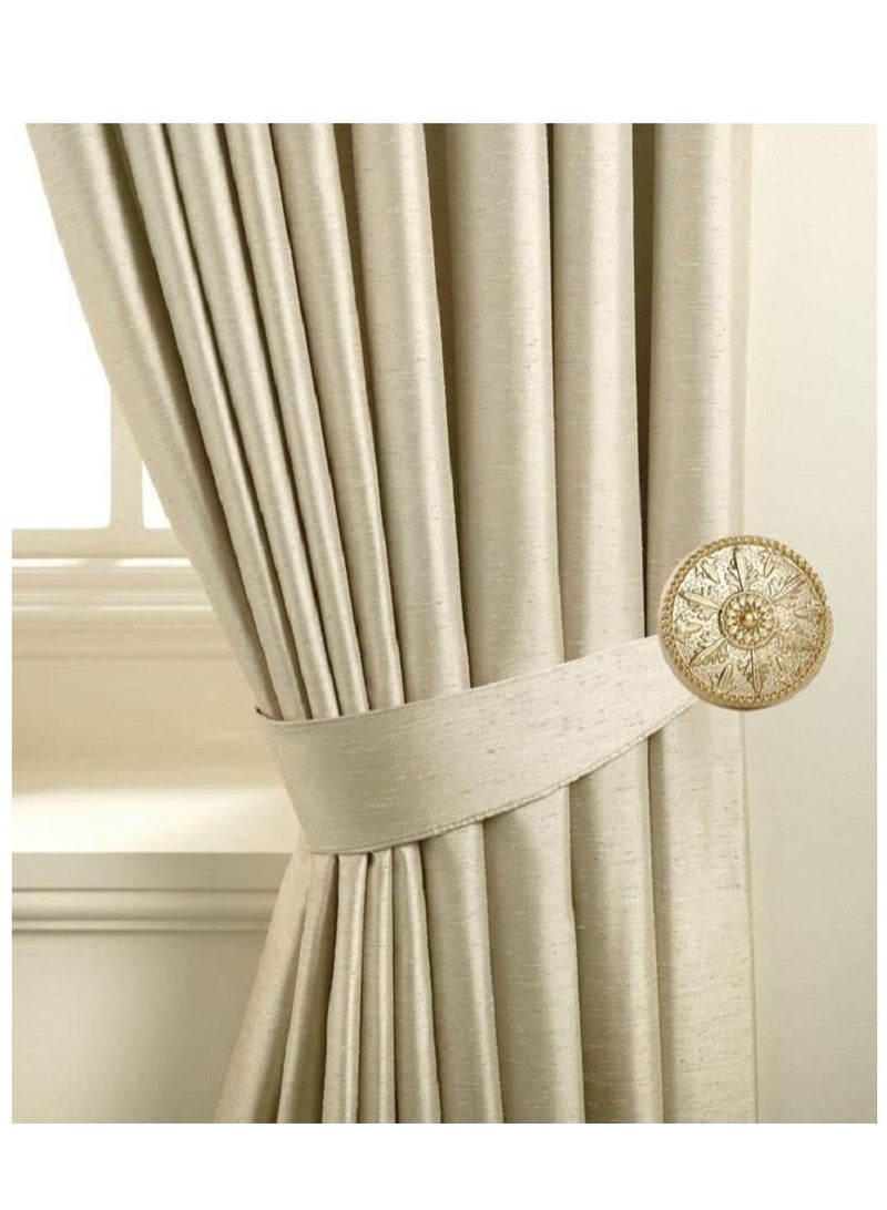 IDT 1 Pair Curtain Holdbacks Window Tie Backs Holders For Bedroom Wall Office Decor Home Sheer Blackout Drapes Blind Curtains Decorations Accessories Buckle Hooks Golden Colour - Image 1