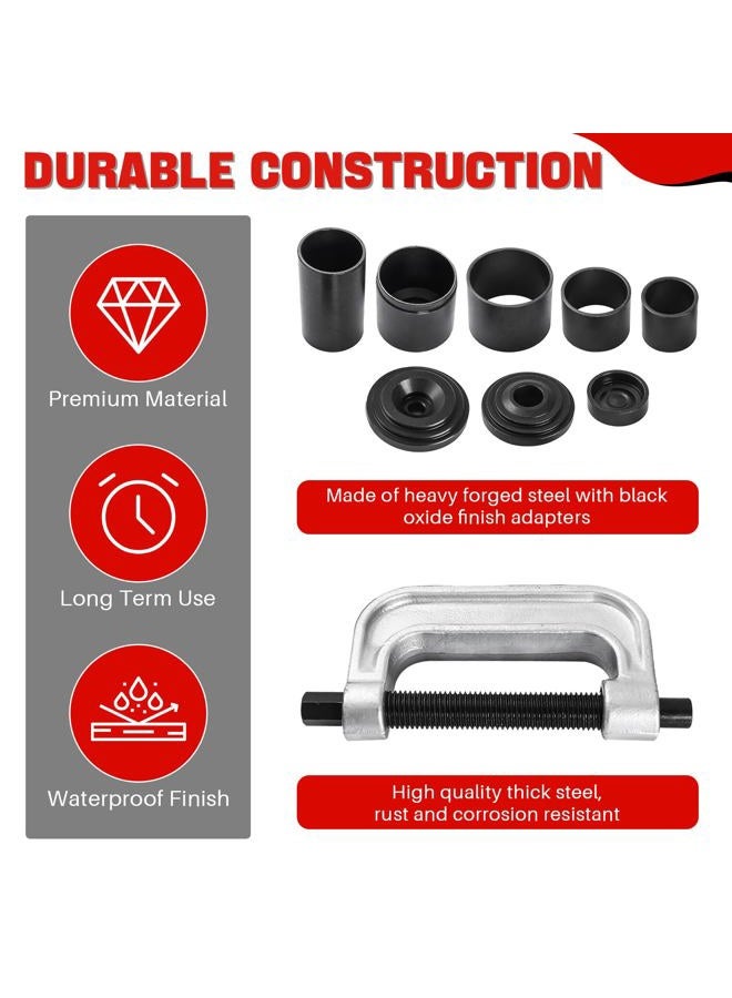 DASBET Ball Joint Removal Tool Kit | Ball Joint Press & U Joint Removal Kit Heavy Duty Ball Joint Press Fits Most 2WD and 4WD Cars Light Trucks 10PCS Ball Joint Service Tool Bushing Press Kit (Red) - Image 3