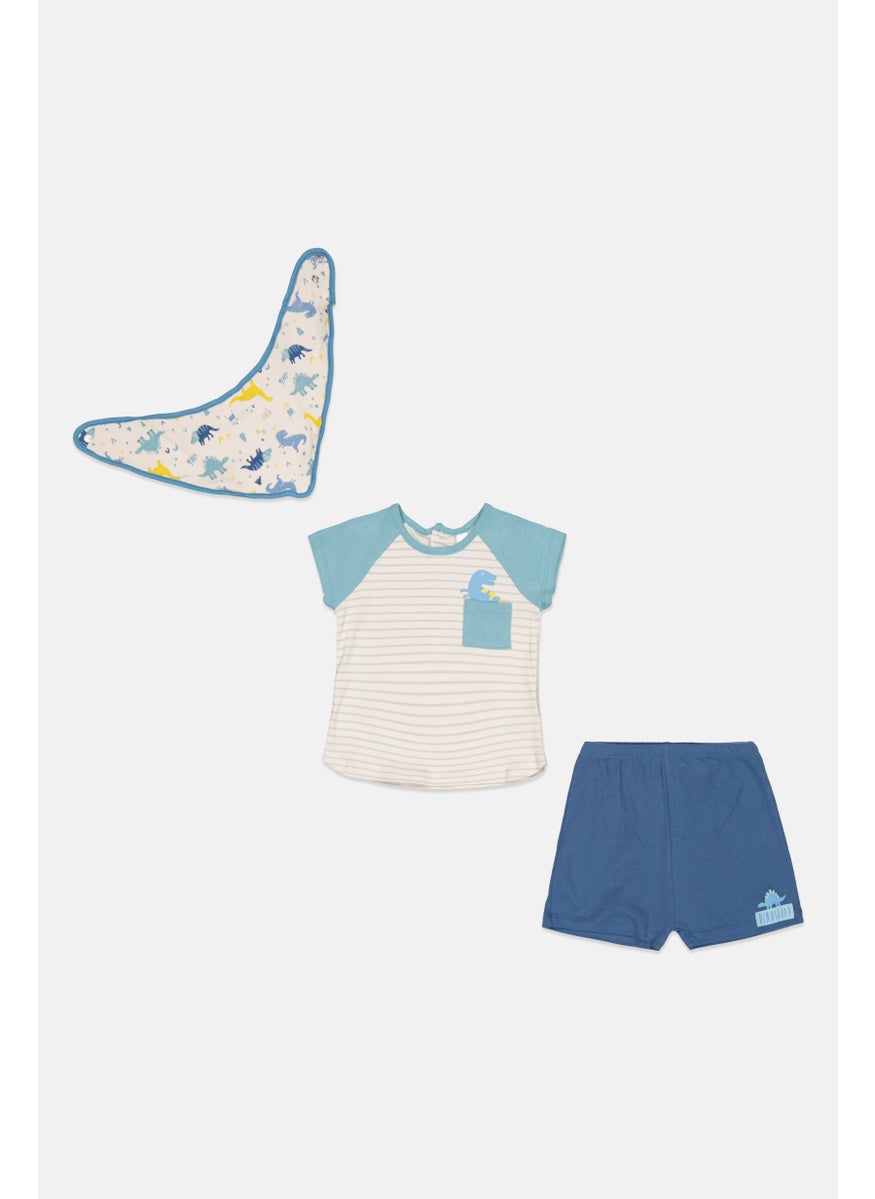 Lily & Jack Toddlers Girl 3 Piece T-shirt, Shorts And Bib Set, White  - Image 1