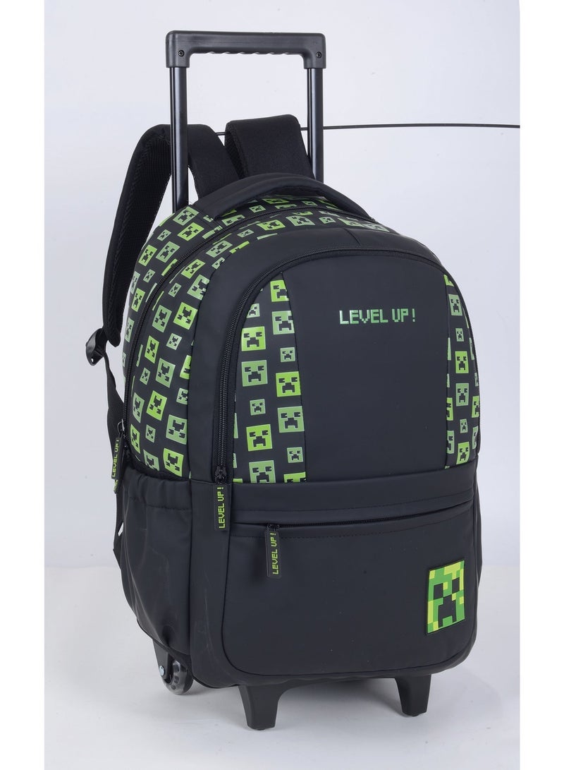 Minecraft Trolley Bag 18 Inch | Kids Rolling School Bag | Minecraft Travel Luggage for Boys & Girls | Wheeled Backpack Suitcase | School & Travel Carry Bag - Image 4