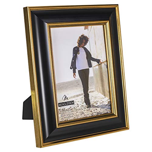 Malden International Designs Black and Gold Fashion Wood Picture Frame, 5x7, Black - Image 2