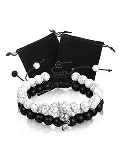 Distance Bracelets Essential Matching Bracelets for Couples Distance Bracelets with Jewellery Bag 2pcs Bead Bracelets Bond Touch Bracelet Long Distance Bracelets Matching Bracelets