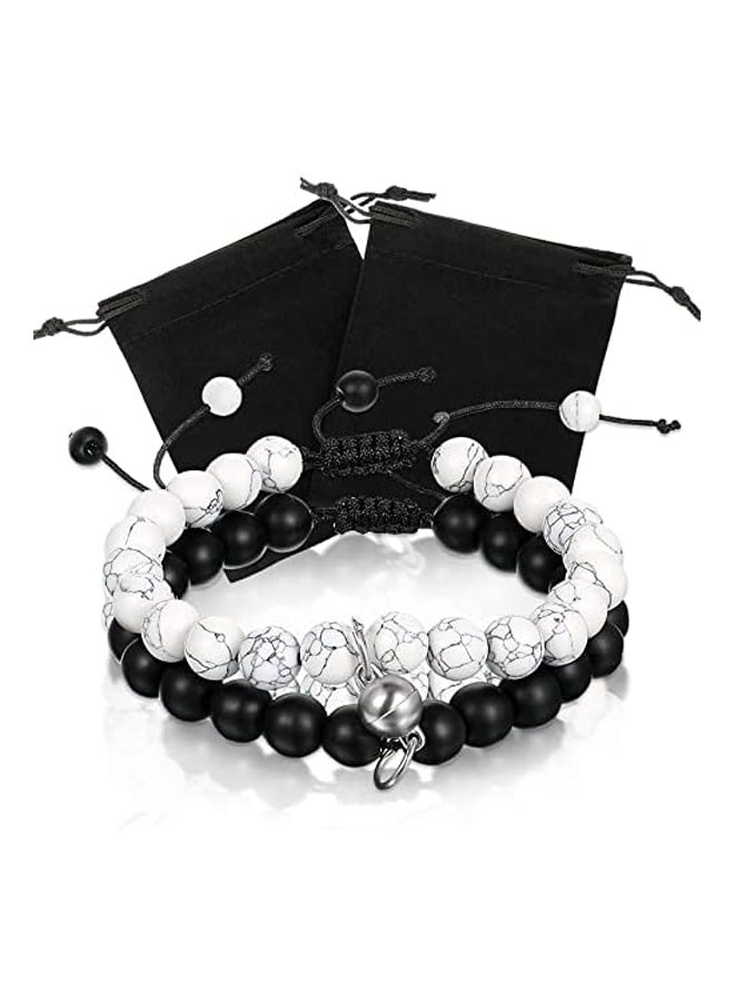 Generic - Distance Bracelets Essential Matching Bracelets for Couples Distance Bracelets with Jewellery Bag 2pcs Bead Bracelets Bond Touch Bracelet Long Distance Bracelets Matching Bracelets - Image 1