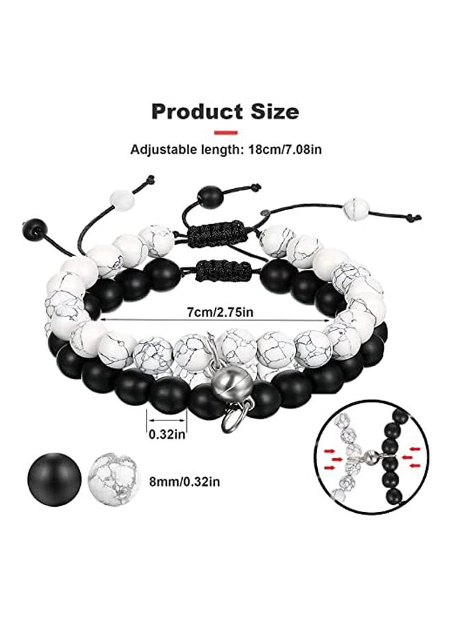 Generic - Distance Bracelets Essential Matching Bracelets for Couples Distance Bracelets with Jewellery Bag 2pcs Bead Bracelets Bond Touch Bracelet Long Distance Bracelets Matching Bracelets - Image 1