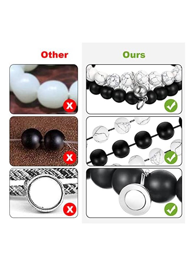 Generic - Distance Bracelets Essential Matching Bracelets for Couples Distance Bracelets with Jewellery Bag 2pcs Bead Bracelets Bond Touch Bracelet Long Distance Bracelets Matching Bracelets - Image 1