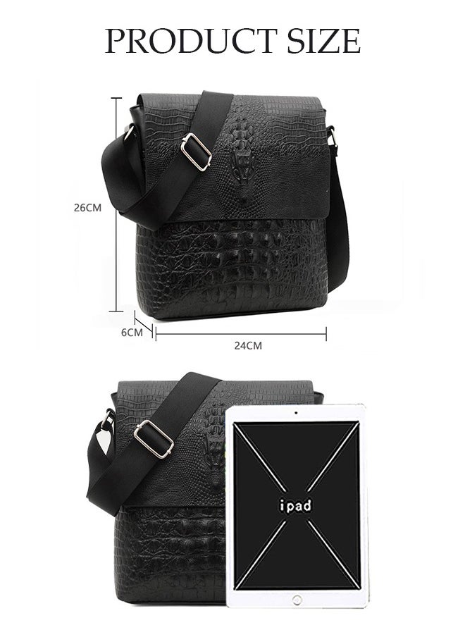 DUNISO Mens Alligator Pattern Crossbody Bag Faux Leather Shoulder Bag with Adjustable Strap and Top Handle Multi-layer Functional New Trends Fashion Handbag Messenger Bags Travel Phone Wallet Purse  - Image 3