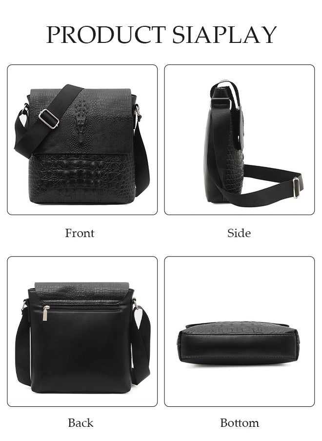 DUNISO Mens Alligator Pattern Crossbody Bag Faux Leather Shoulder Bag with Adjustable Strap and Top Handle Multi-layer Functional New Trends Fashion Handbag Messenger Bags Travel Phone Wallet Purse  - Image 4