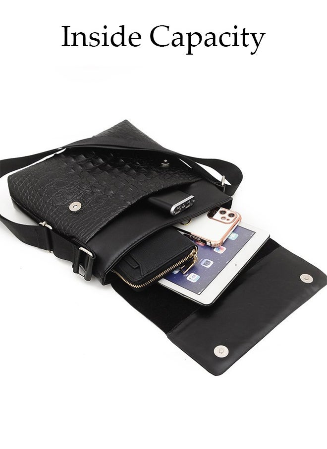 DUNISO Mens Alligator Pattern Crossbody Bag Faux Leather Shoulder Bag with Adjustable Strap and Top Handle Multi-layer Functional New Trends Fashion Handbag Messenger Bags Travel Phone Wallet Purse  - Image 5