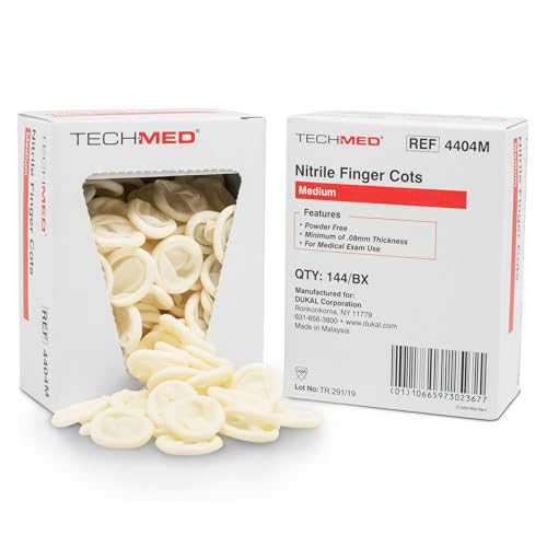 DUKAL 4404M TechMed Finger Cot Medium Nitrile Pack of 144 - Image 2