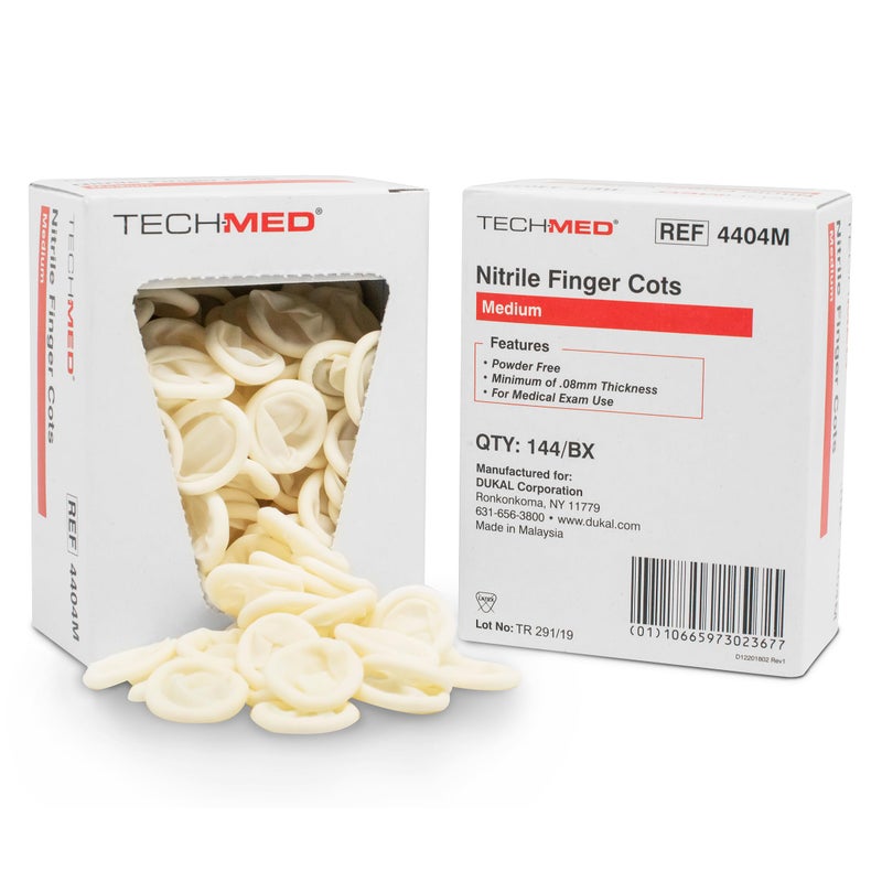DUKAL 4404M TechMed Finger Cot Medium Nitrile Pack of 144 - Image 3