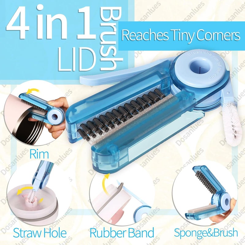Dosanlues 8Pcs Water Bottle Cleaner Brush Multipurpose Bottle Brush Cleaner Kit with Long Nylon Straw Brush Cleaner for Owala 4 in 1 Bottle Gap Cleaner and Long Handle Silicone Cup CleanersBlue - Image 3
