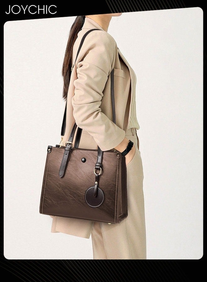 Joychic حقيبة يد نسائية عصرية ذات سعة كبيرة ومتعددة الجيوب للتنقل عبر الجسم للعمل المكتبي اليومي باللون البني - Image 1