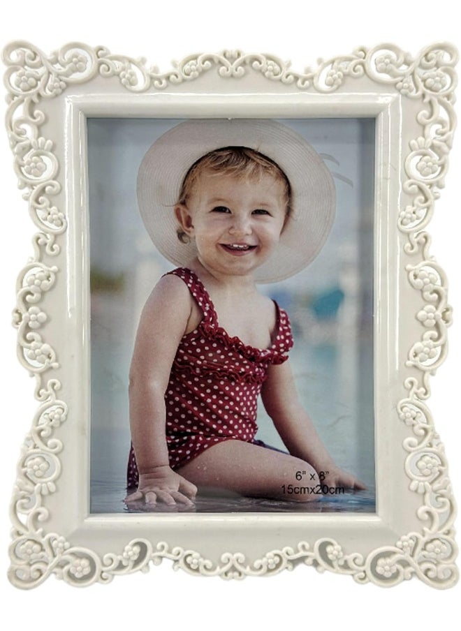 Decorhills DECORHILLS FRAMES & DECOR Plastic Single Photo with Tabletop Wall Mount Display for 6x8 inch Photo Size, White , 1-Pc  - Image 1