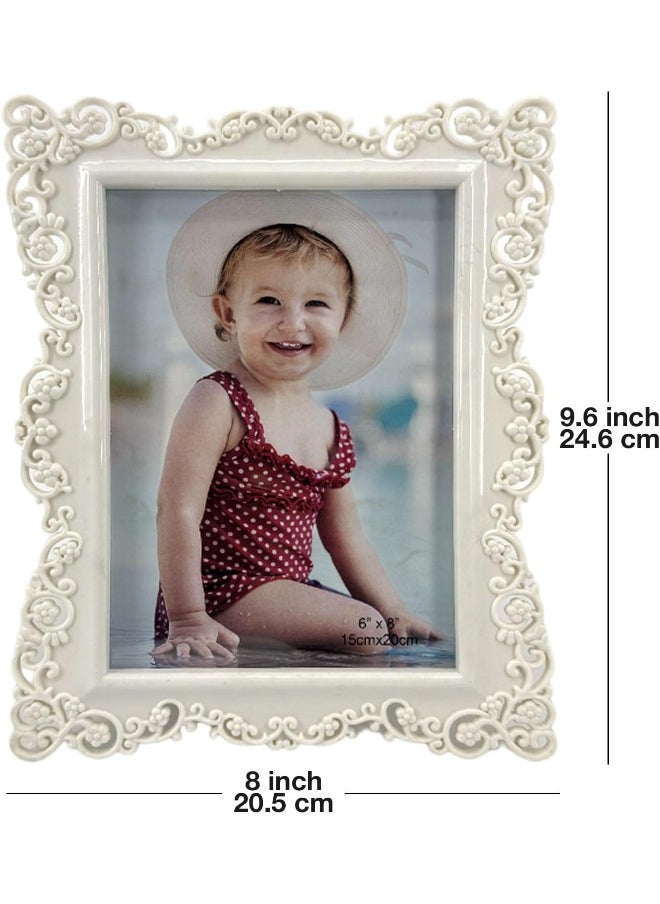 Decorhills DECORHILLS FRAMES & DECOR Plastic Single Photo with Tabletop Wall Mount Display for 6x8 inch Photo Size, White , 1-Pc  - Image 4