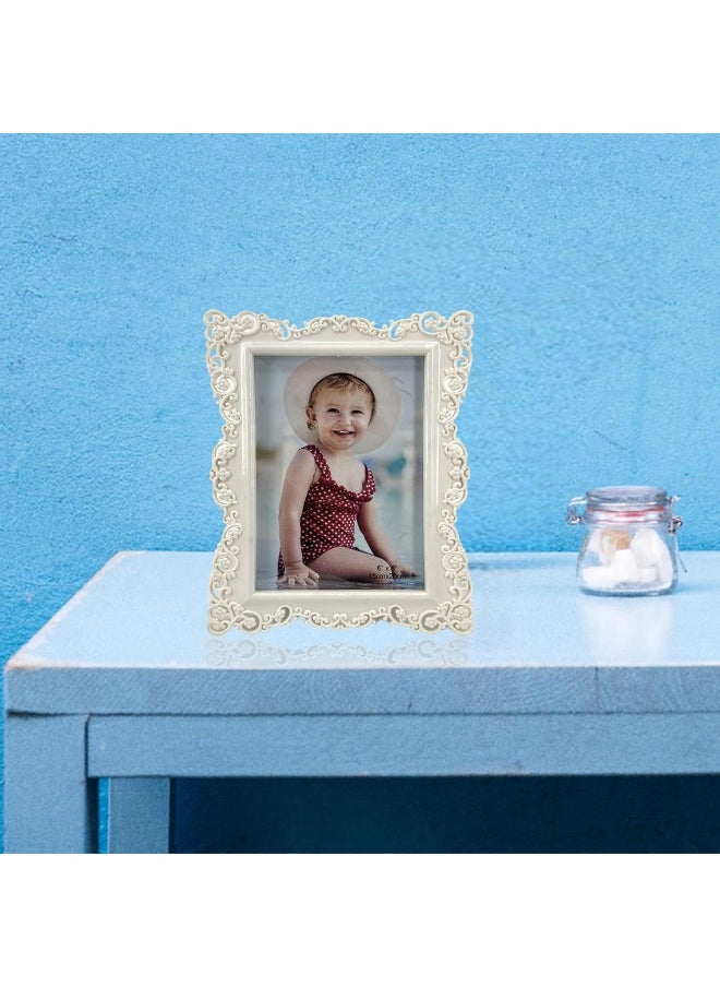 Decorhills DECORHILLS FRAMES & DECOR Plastic Single Photo with Tabletop Wall Mount Display for 6x8 inch Photo Size, White , 1-Pc  - Image 2