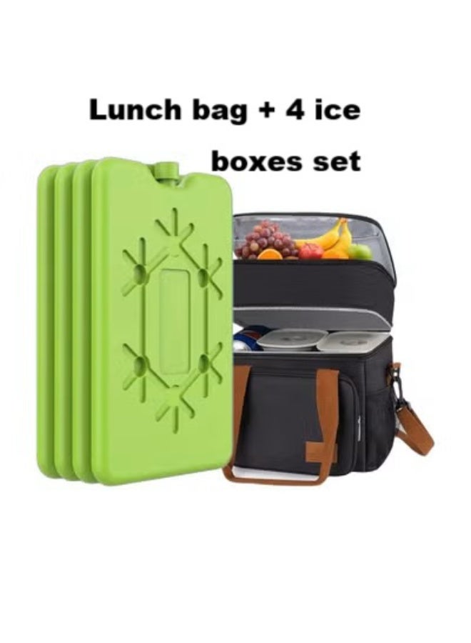 Lunch Freshness Kit | 4 Ultra Thin Ice Packs & Large Expandable Lunch Bag | Reusable & Insulated for Work, School - Image 1