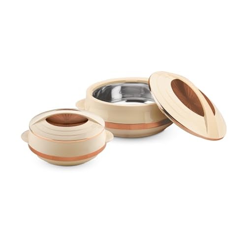 Asian Olympic Inner Steel Casserole (800 ml, 1200 ml)| BPA-Free| Keeps Food Hot & Fresh | Ideal for Serving, Gifts for Diwali & Housewarming | Airtight | Casserole for Roti | Rose Gold - Image 2