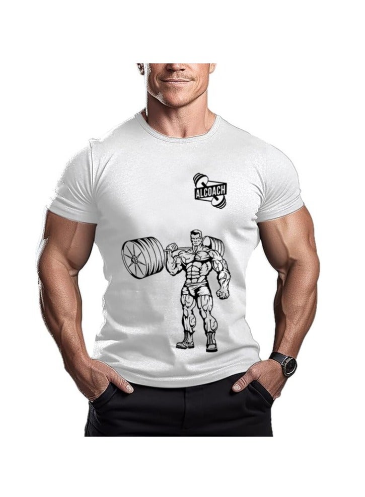 ALCOACH Men's Oversize T-shirt - ALCOACH - NEVER GIVE UP  Printed for exercise, gym and bodybuilding  - Image 1
