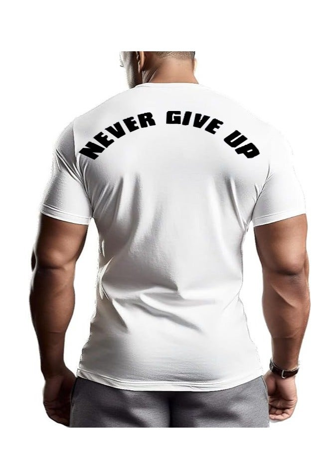 ALCOACH Men's Oversize T-shirt - ALCOACH - NEVER GIVE UP  Printed for exercise, gym and bodybuilding  - Image 4