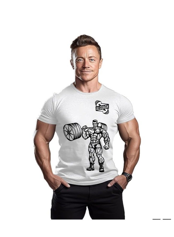 ALCOACH Men's Oversize T-shirt - ALCOACH - NEVER GIVE UP  Printed for exercise, gym and bodybuilding  - Image 2