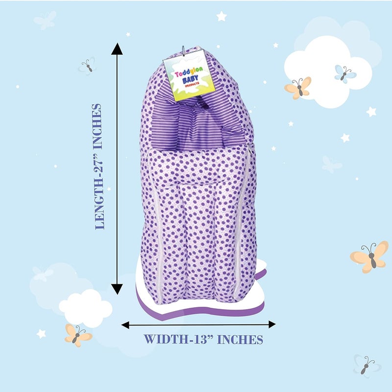 Toddylon Baby Carry Bags 3 in 1 Bed | Wrapper | Newborn Boys Girls | Wearable Blankets | Cotton (0-6 Months) Purple - Image 5
