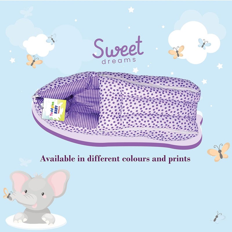 Toddylon Baby Carry Bags 3 in 1 Bed | Wrapper | Newborn Boys Girls | Wearable Blankets | Cotton (0-6 Months) Purple - Image 4